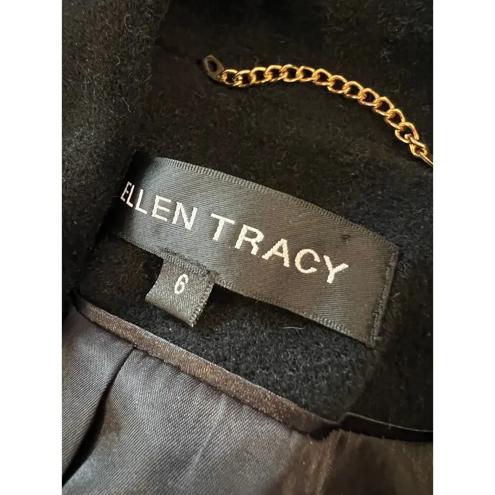 Ellen Tracy Stunning Classic Wool Blend Office Ready Coat Black 6